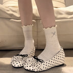 Damen Ballerinas mit verspieltem Rüschendesign und Punkten R&B