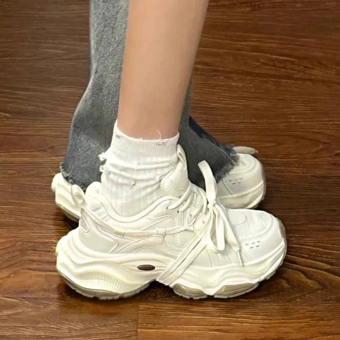 Damen Sportliche chunky Sneakers mit atmungsaktivem Obermaterial und flexibler Sohle R&B