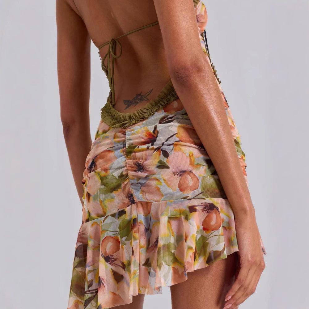 Damen Sommerliches Minikleid mit Raffungen und asymmetrischem Saum R&B
