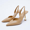 Damen Slingback-Pumps aus edlem Leder mit hohem Glanz R&B