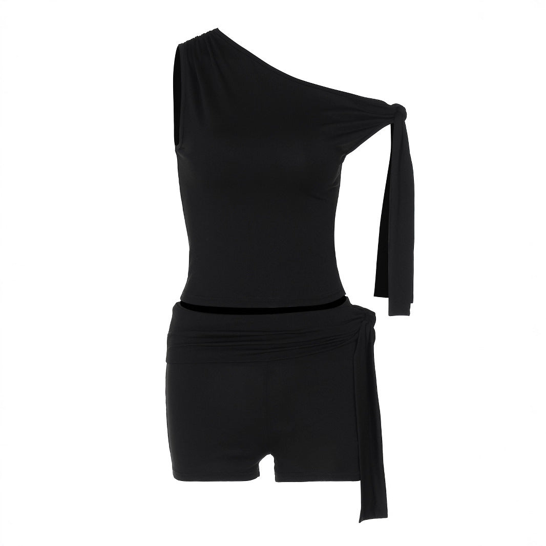 Damen Modisches Oberteil mit asymmetrischem Schnitt und Chiffon-Material R&B