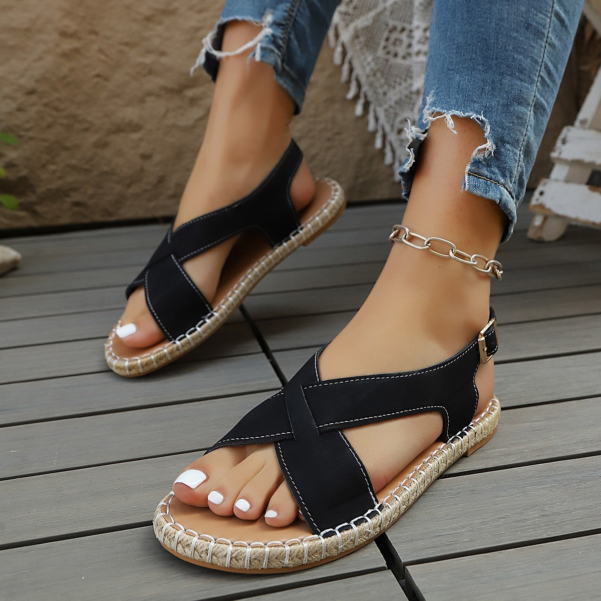 Damen elegante Sandalen mit geflochtenem Riemendesign R&B