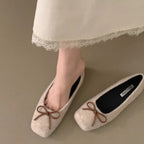 Damen filigrane Ballerinas aus weichem Filz mit dekorativem Schleifenakzent R&B