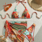 Damen Florales Bikini-Set mit Kombination aus Oberteil und Wickeltuch R&B
