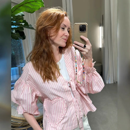 Damen Luftige Palazzo-Hose mit feinen Streifen R&B