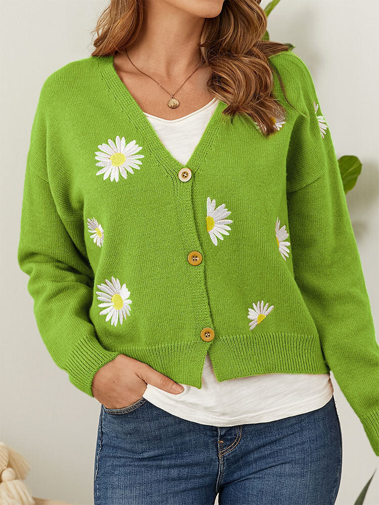 Damen Strickjacke mit Blumenmuster R&B