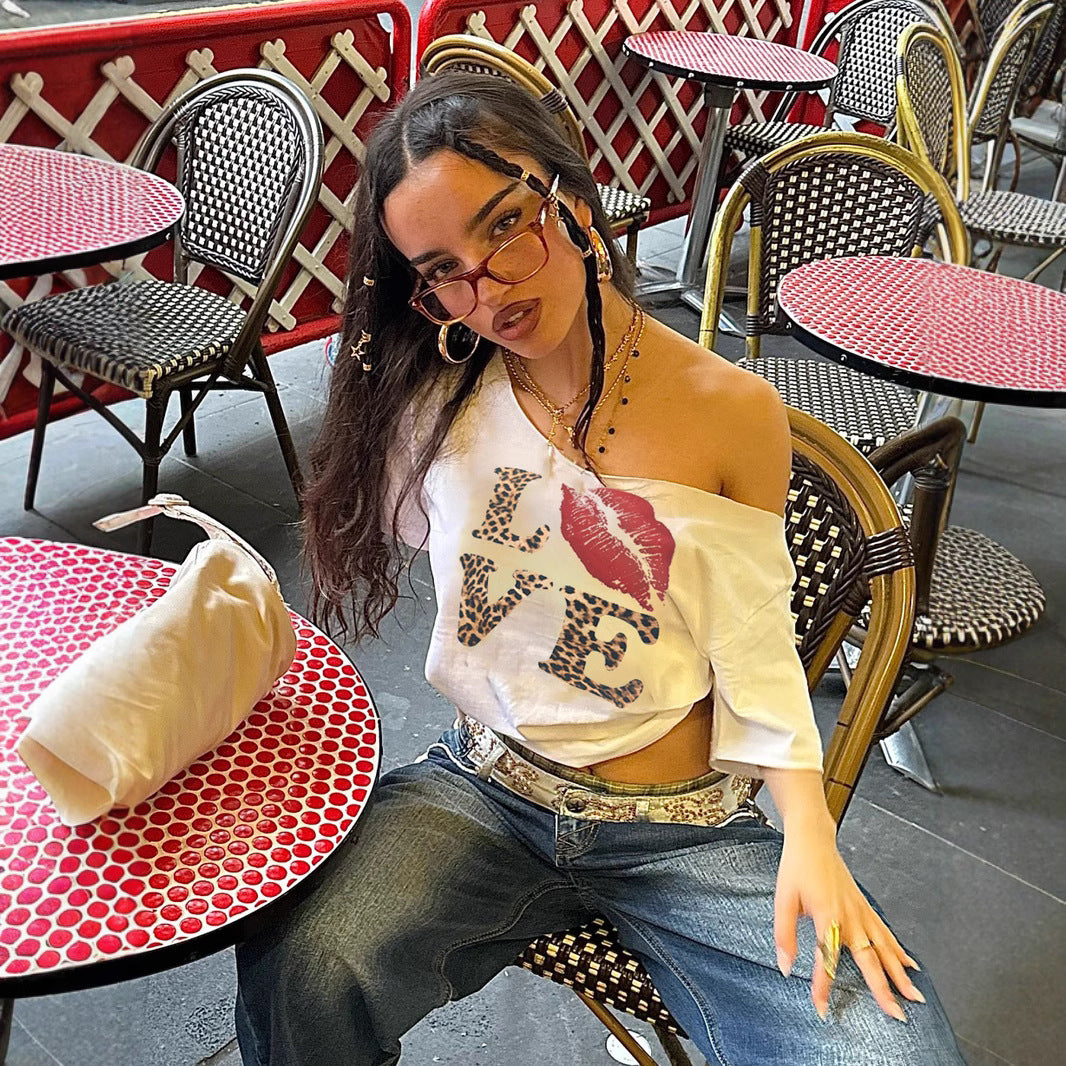 Damen Modisches T-Shirt mit kreativem Grafikdruck R&B