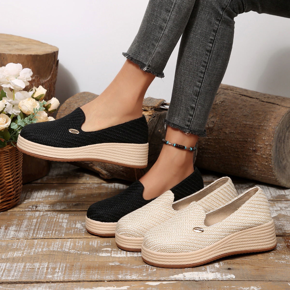 Damen Bequeme Plateauslipper mit elegantem Obermaterial