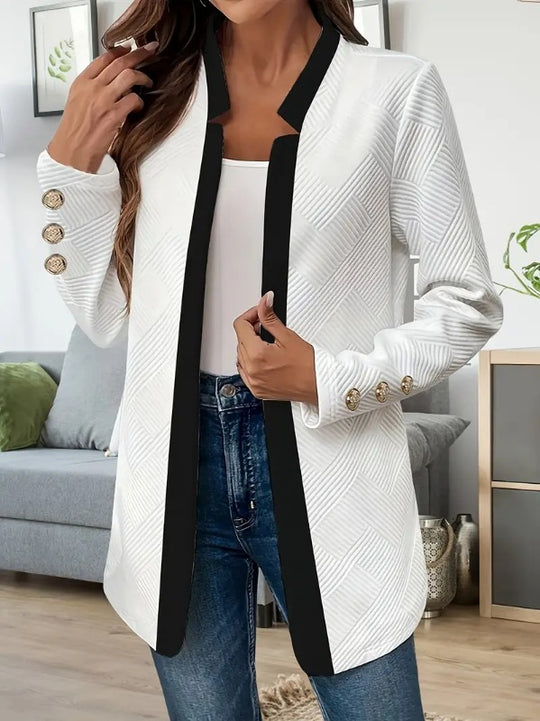 Damen Elegante und schicke Blazerjacke mit Kontrastdetails R&B