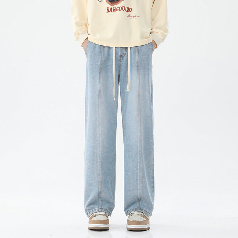 Damen weite Denim-Hose mit verstellbarem Bund und modernem Schnitt R&B