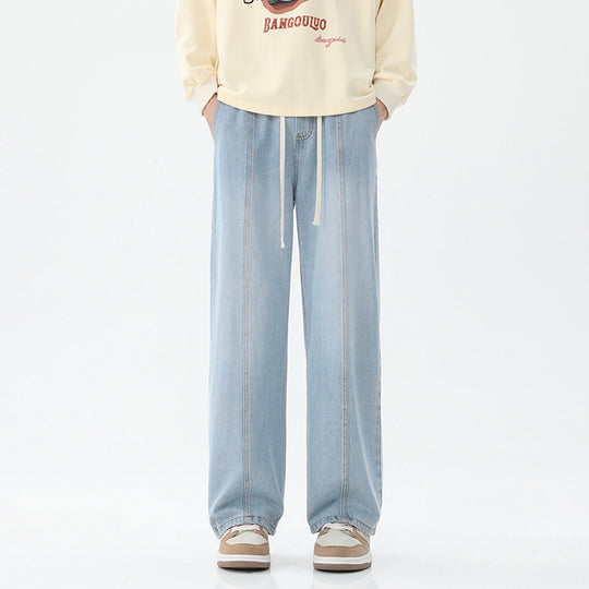 Damen weite Denim-Hose mit verstellbarem Bund und modernem Schnitt R&B