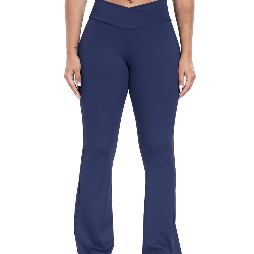 Damen Sportliche Flared Leggings mit hohem Bund und innovativen Nähten R&B