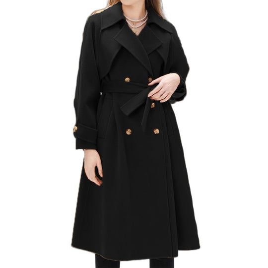 Damen eleganter Trenchmantel mit doppelter Knopfleiste und tailliertem Schnitt R&B