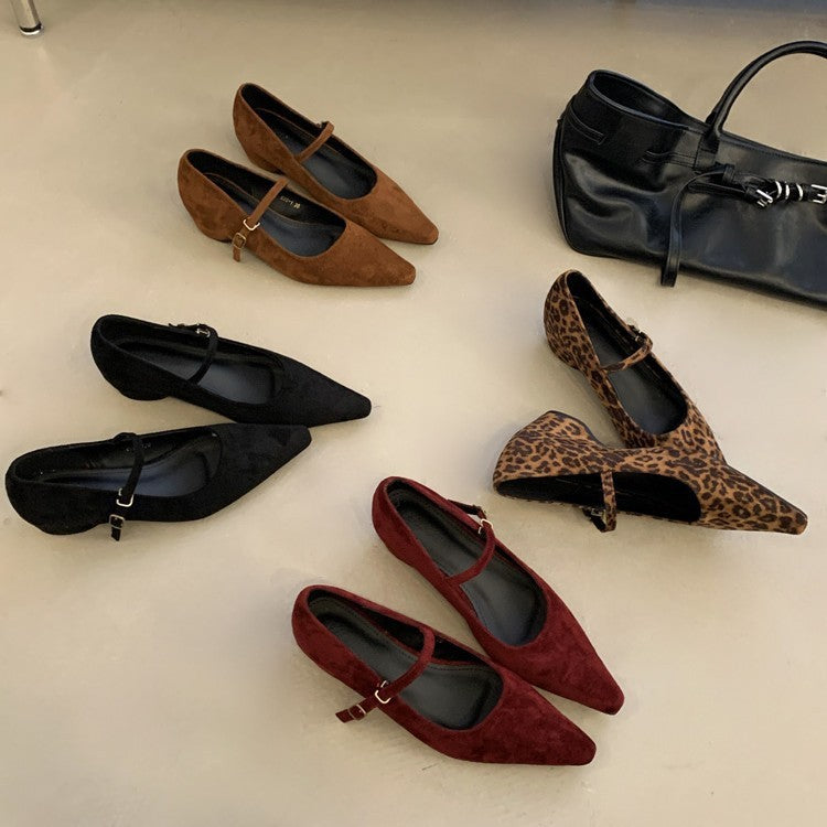 Damen elegante Slingback Ballerinas mit modischem Riemchen und hochwertigem Veloursleder R&B