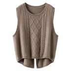 Damen Ärmellose Strickweste mit Zopfmuster und modernen Details R&B