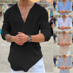Herren lässiges V-Ausschnitt Langarmshirt