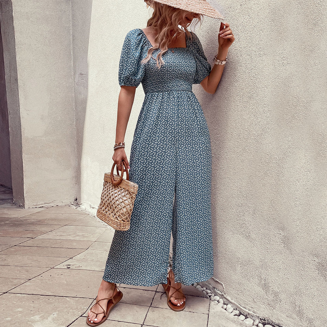 Damen Maxikleid mit Puffärmeln und seitlichem Schlitz R&B