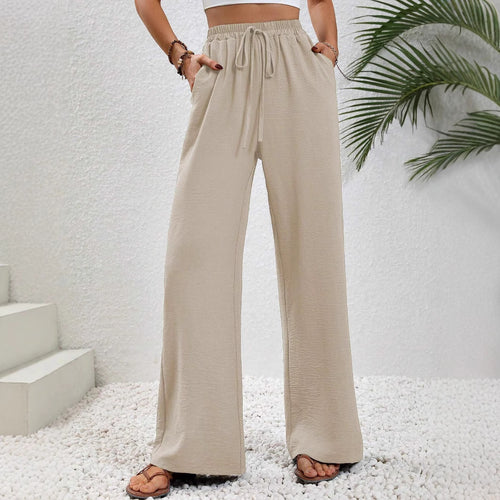 Damen weite Palazzo-Hose mit elastischem Bund und seitlichen Taschen R&B