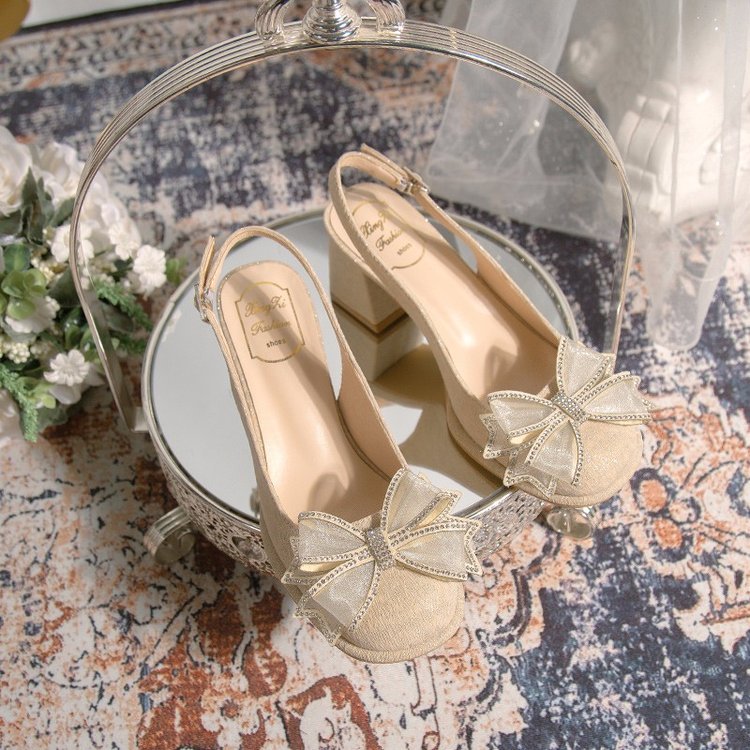 Damen Slingback-Pumps mit dekorativem Schleifenakzent und komfortablem Blockabsatz R&B
