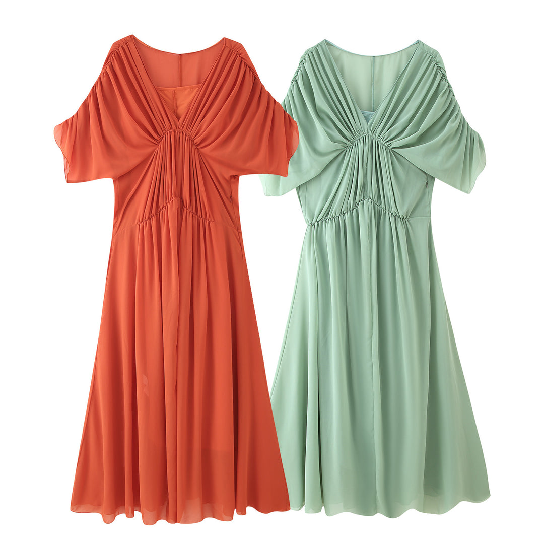 Damen Maxikleid mit fließender Silhouette und eleganter Raffung R&B
