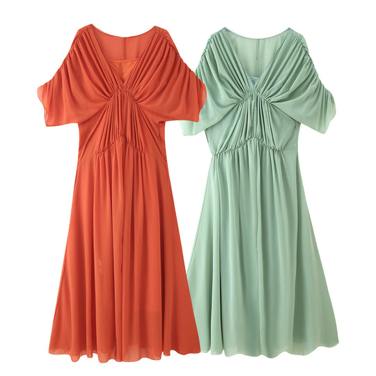 Damen Maxikleid mit fließender Silhouette und eleganter Raffung R&B
