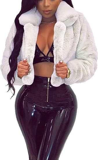Damen Luxuriöse Kunstpelzjacke im eleganten Cropped-Design R&B