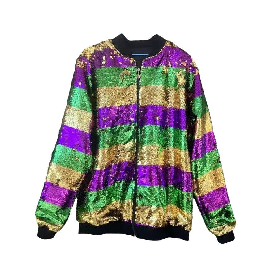 Damen Glitzernde Bomberjacke mit multicolore Pailletten R&B