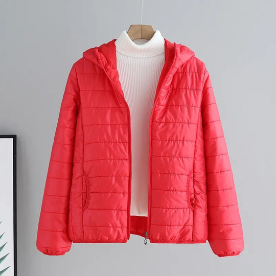 Damen gesteppte Übergangsjacke mit praktischen Taschen und Kapuze R&B
