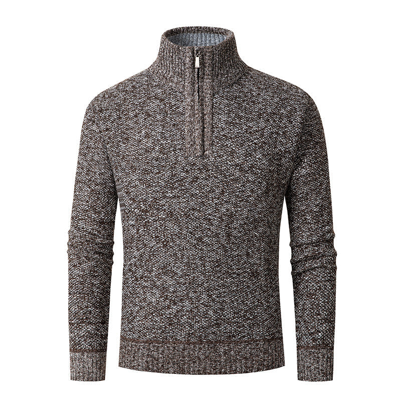 Herren kuscheliger Strickpullover mit halbem Reißverschluss R&B