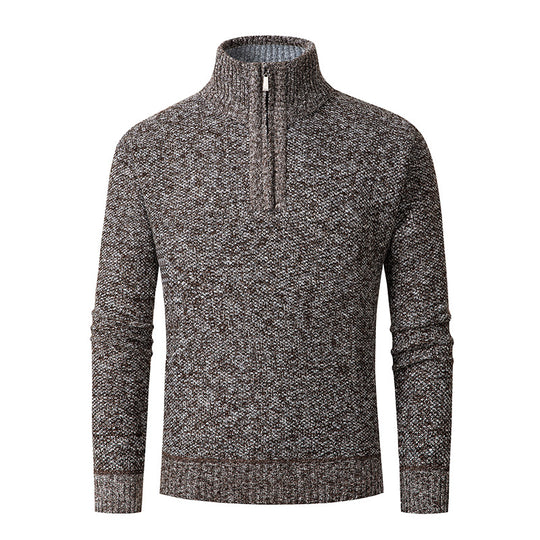 Herren kuscheliger Strickpullover mit halbem Reißverschluss R&B