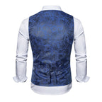 Herren elegante Weste mit floralem Muster und doppelter Knopfreihe R&B