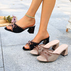 Damen Elegante Sandaletten mit raffiniertem Schleifen-Detail und stylischem Blockabsatz R&B
