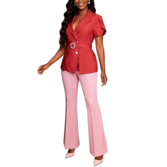 Damen Chic geschnittenes Blazer mit Gürtel R&B