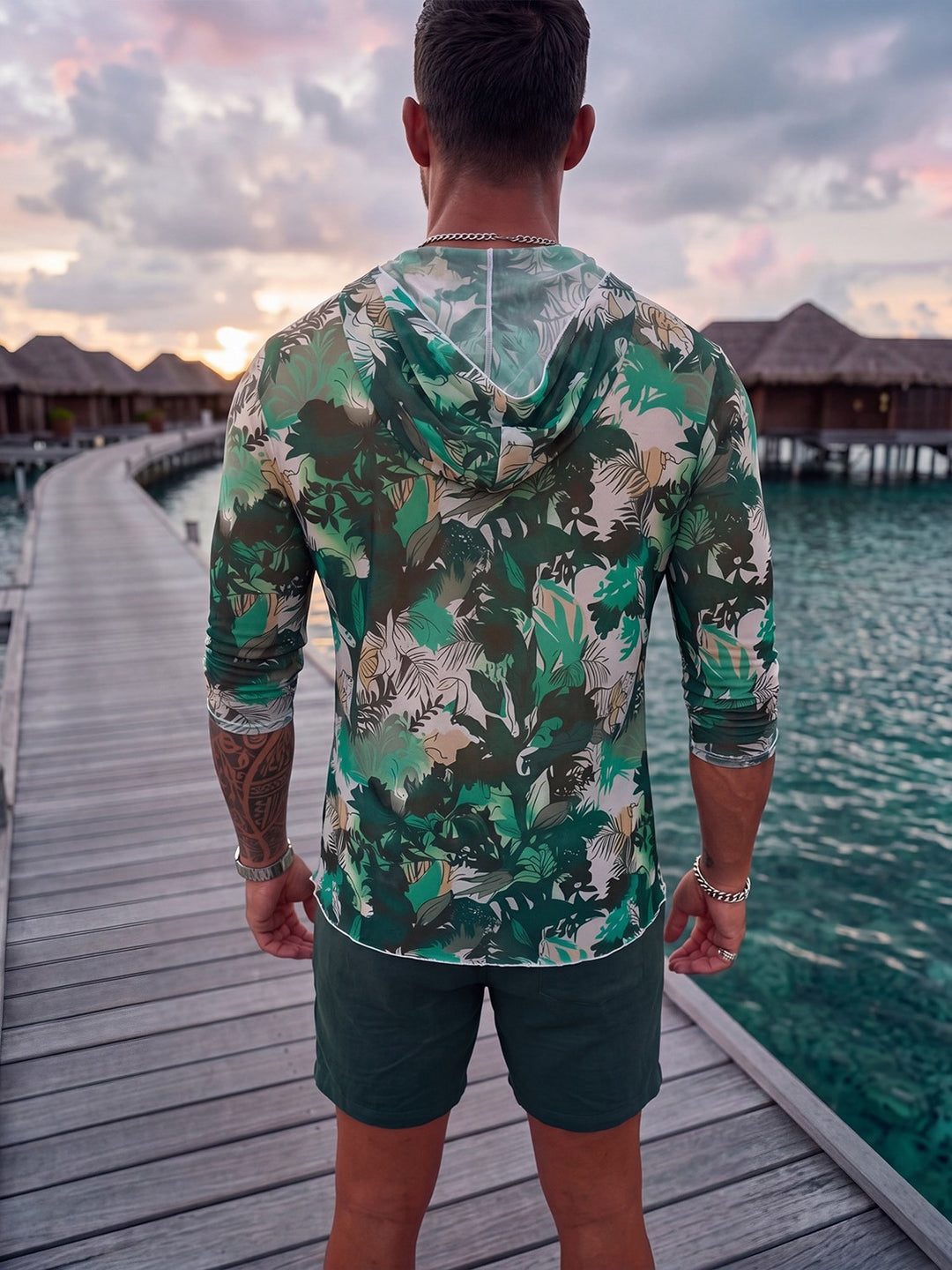 Herren Langarmshirt mit floralem Muster R&B