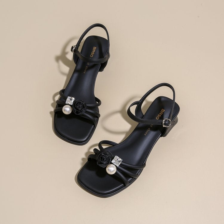 Damen Elegante Sandalen mit floralen Akzenten und feinem Riemchen R&B