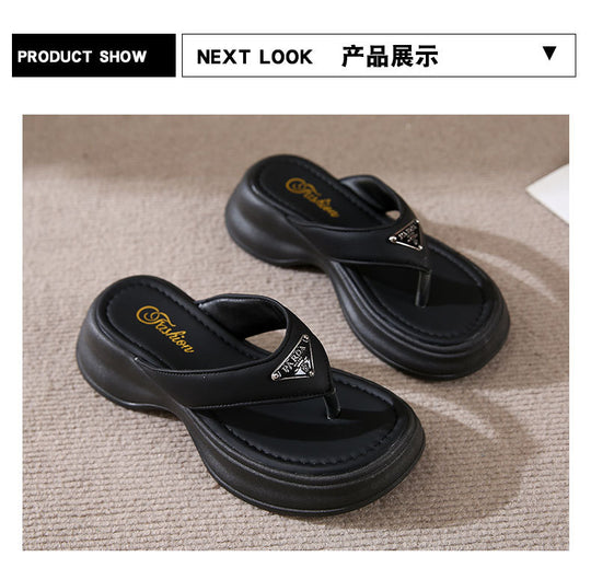 Damen Komfortable Badesandalen mit modischem Absatz und funkelndem Detail R&B