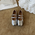 Damen Ballerinas mit doppeltem Riemen und glänzendem Obermaterial R&B