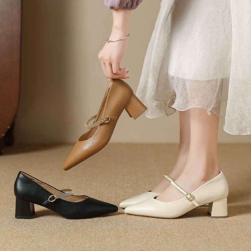 Damen Slingback-Pumps mit elegantem Riemen und komfortablem Blockabsatz