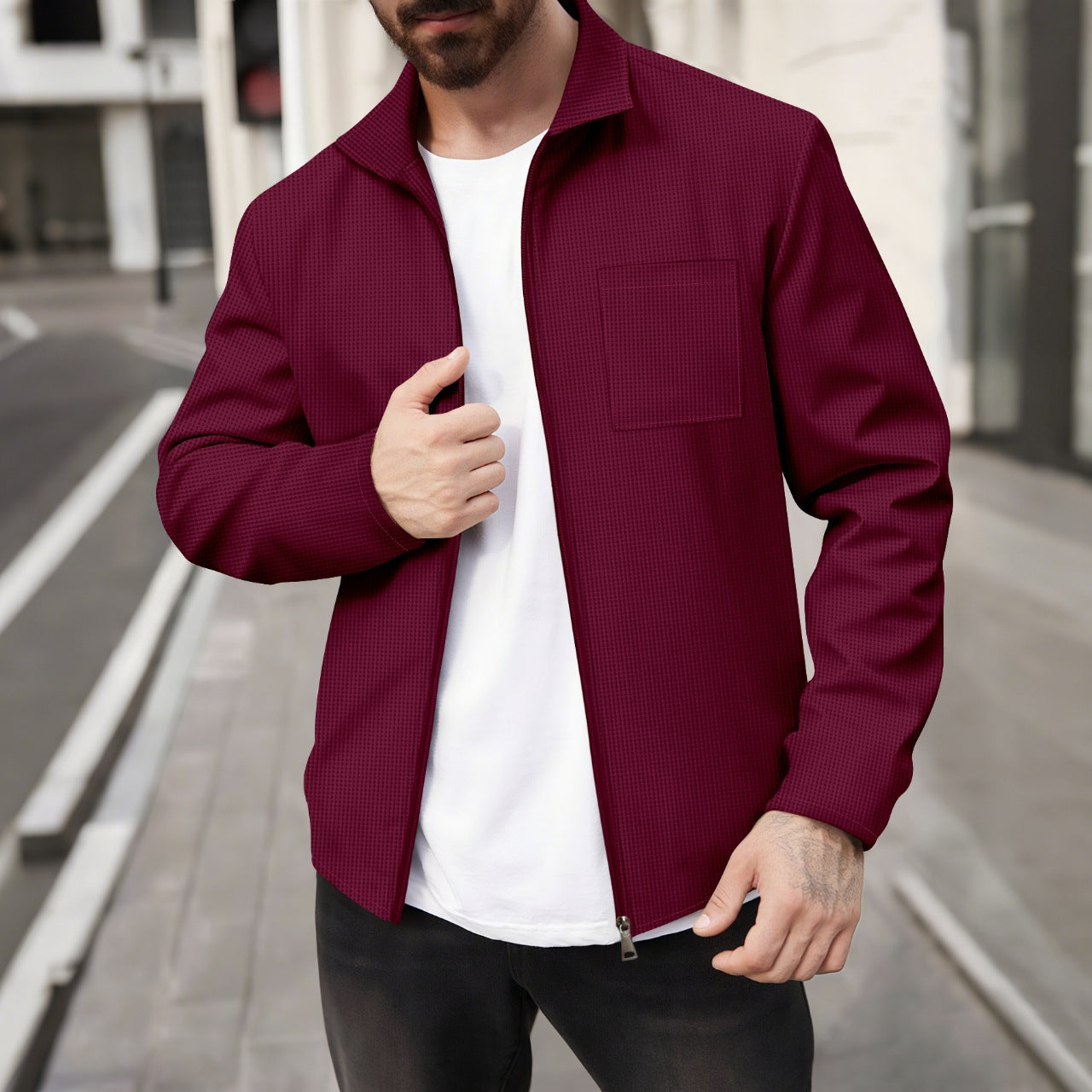 Herren modische Jacke mit strukturiertem Design R&B
