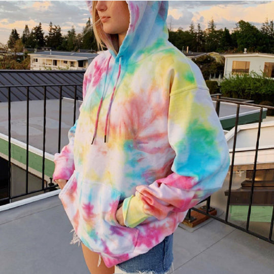 Damen Kapuzenpullover aus kuscheligem Material mit Batikdesign R&B