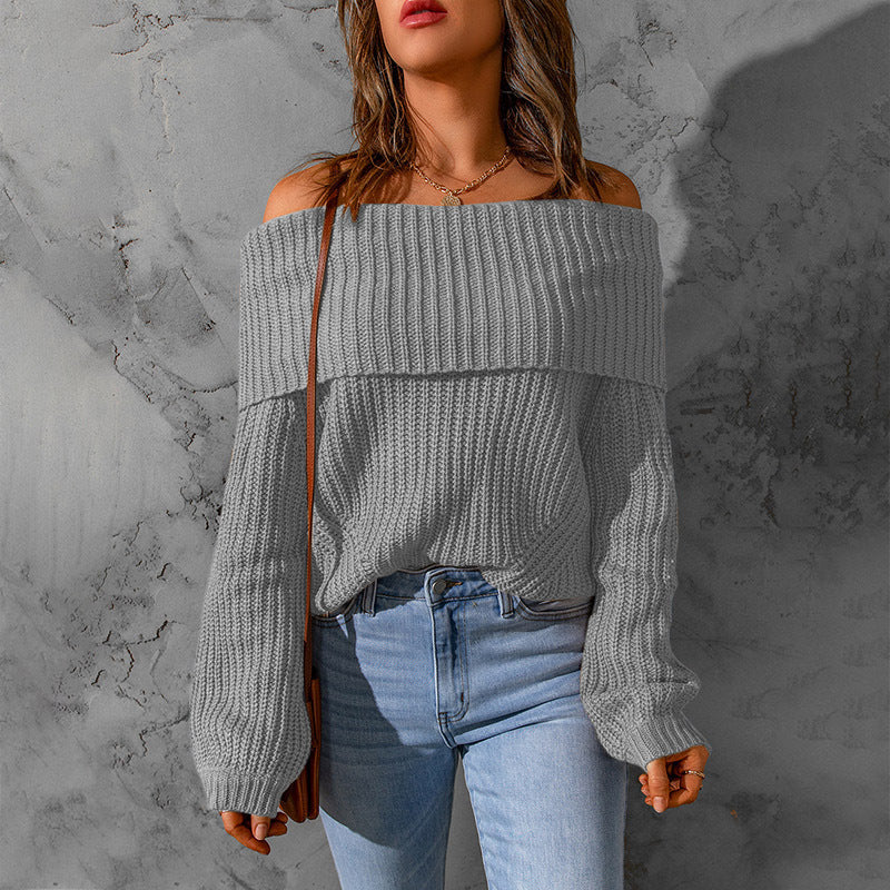 Damen Off-Shoulder Strickpullover R&B