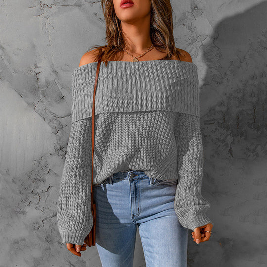 Damen Off-Shoulder Strickpullover R&B