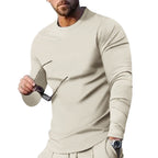 Herren nan eng anliegendes Langarmshirt aus Baumwollstretch mit Rundhalsausschnitt und körperbetonter Passform R&B