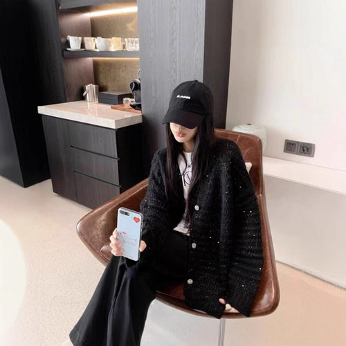 Damen Strickjacke mit voluminösen Ärmeln und einzigartiger Maschenstruktur R&B