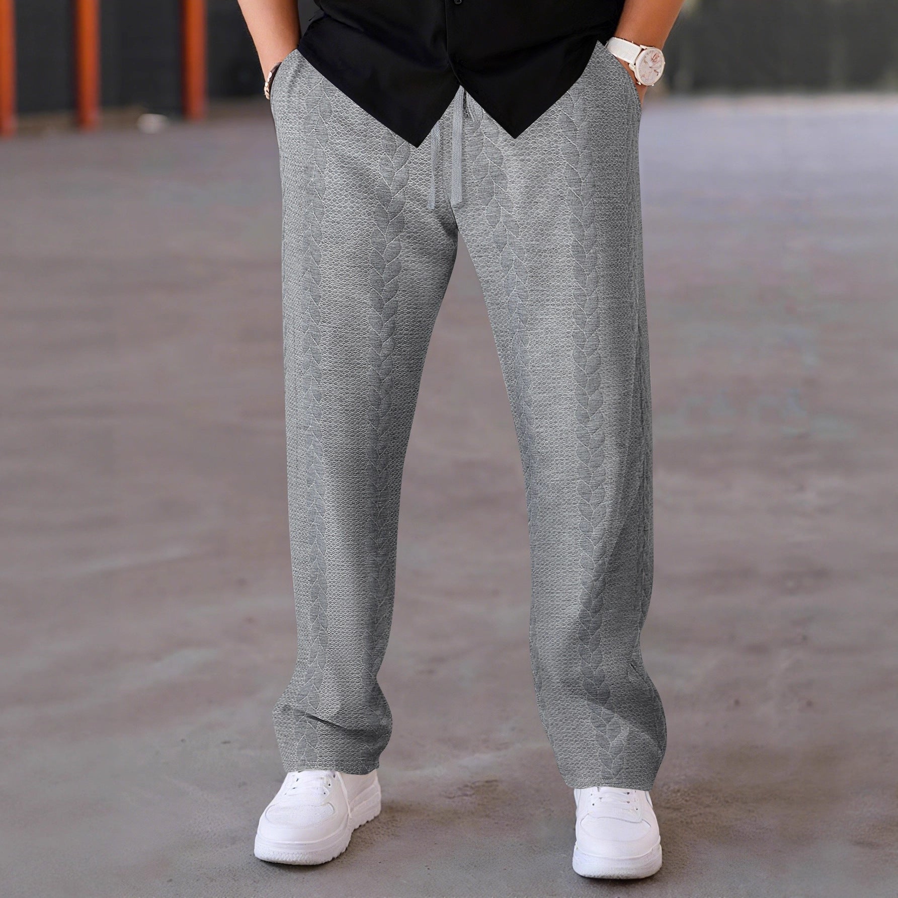 Herren elegante Freizeithose mit strukturiertem Design und elastischem Bund R&B