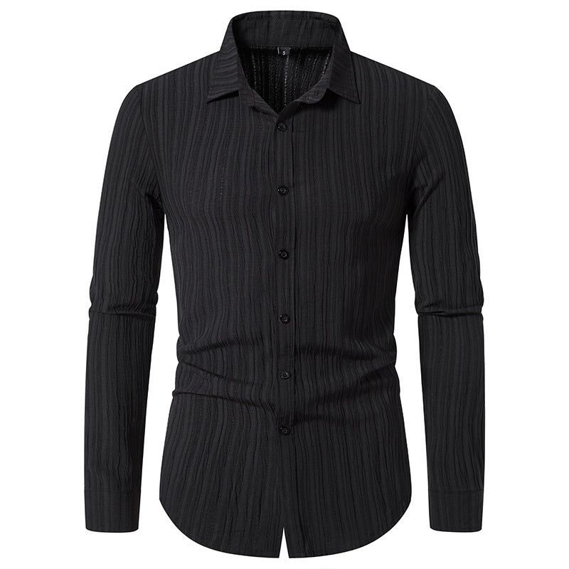 Herren Langarmhemd mit strukturiertem Design und moderner Passform R&B