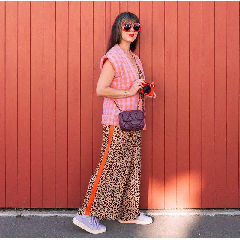 Damen Weite Karo-Hose im modischen Design R&B
