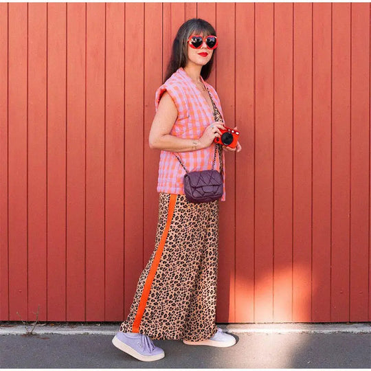 Damen Weite Karo-Hose im modischen Design R&B