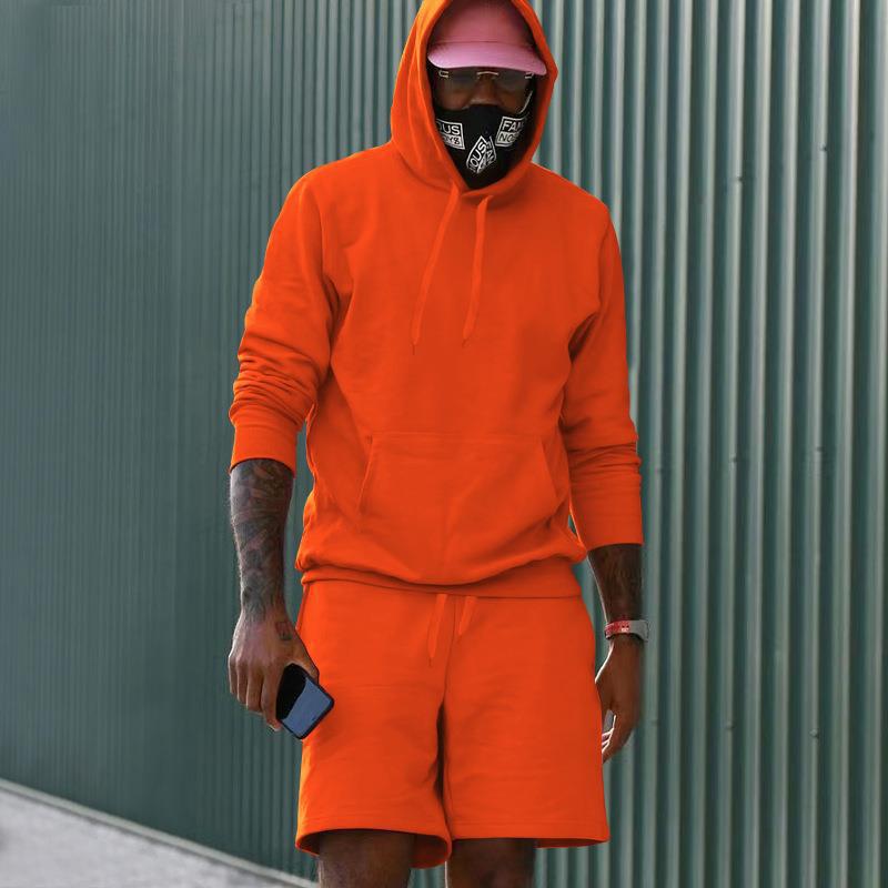 R&B Herren Hoodie-Shorts-Set mit Kängurutasche