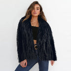 Damen Eleganter Kunstfellblazer mit breitem Kragen